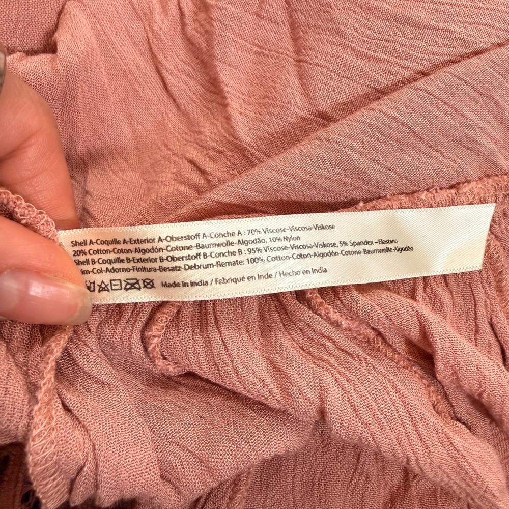 Free People FP One Adella Slip Dress Dusty Rose Pink Lace Boho Mini Small NWT - Picture 7 of 9
